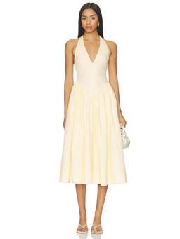 Tularosa - Stella Women's Halter Neck Poplin Midi Dress Off White
