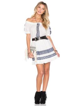 Tularosa - Macrame Knit Women's Halter Neck Mini Dress Beige