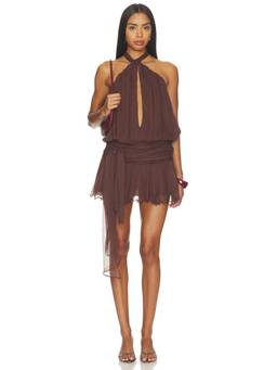 Tularosa - Etta Women's Halter Neck Cut-Out Mini Dress Brown