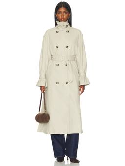 Tularosa - Melina Women's Belted Funnel Neck Trench Jacket Beige