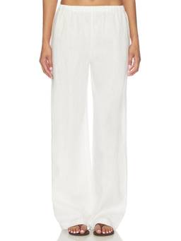 Tularosa - Wilma Women's Elastic Waist Wide-Leg Palazzo Pants White