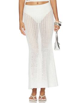 Tularosa - Sellia Pointelle Women's Crochet Pull On Maxi Skirt White