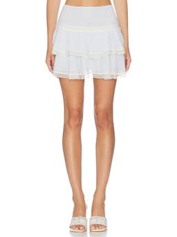 Tularosa - Solia Women's Lace Trim Tiered Mini Skirt White