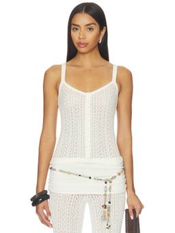Tularosa - Erin Pointelle Women's Sleeveless Button Front Tank Top White