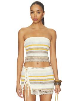 Tularosa - Caila Women's Strapless Open-Knit Crop Top Multi-Color