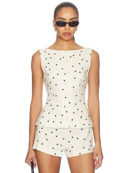 Tularosa - Women's Sleeveless Button-Front Vest Top Off White