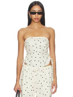 Tularosa - Women's Polka Dot Strapless Tube Top Off White