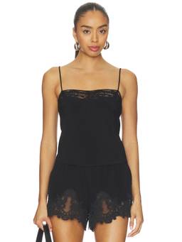 Tularosa - Clara Women's Lace Trim Crepe Tank Top Black