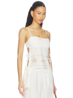 Tularosa - Women's Cotton Eyelet Tie-Up Tank Top White