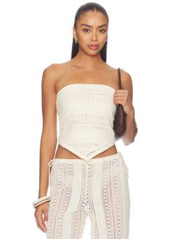 Tularosa - Women's Crochet Knit Strapless Crop Top Off White