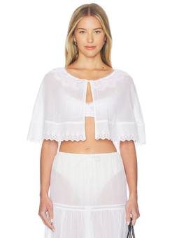 Tularosa - Topaz Women's Sheer Lace Trim Cape Top White