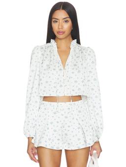 Tularosa - Dallen Women's Floral Button Front Crop Top White