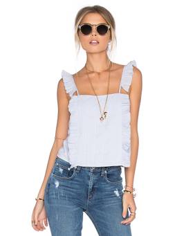 Tularosa - Solia Women's Lace Trim Flared Sleeves Blouse White