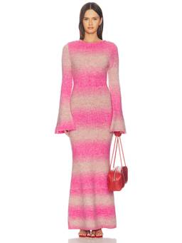 The Wolf Gang - Soraya Women's Knit Flared Cuff Maxi Dress Pink