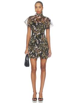 AMUR - Evelyn Women's Layered Flutter Sleeve Mini Dress Multi-Color