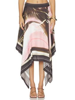 AMUR - Letty Scarf Women's Printed Asymmetric Midi Skirt Multi-Color
