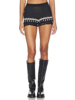 Understated Leather - Nordic Outlaw Women's Stretch Knit Fringed Shorts Black