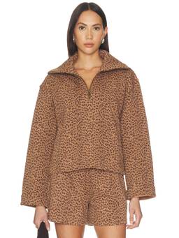 THE UPSIDE - Javan Jones Women's Dropped Shoulder Quarter-Zip Sweatshirt Brown