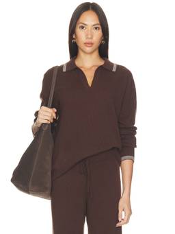 THE UPSIDE - Coco Luna Women's V-Neck Full Sleeves Knit Top Brown