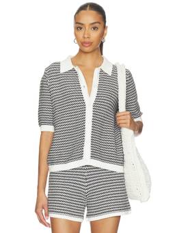 Varley - Gaelle Women's Textured Polo Knit Top Black
