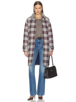Veronica Beard - Laurent Women's Checked Collar Wintercoat Grey