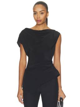 Veronica Beard - Yvonne Women's Ruched Asymmetric Hem Top Black
