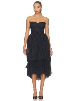 V. Chapman - X Kristopher Brock Women's Lace Strapless Corset Midi Dress Black