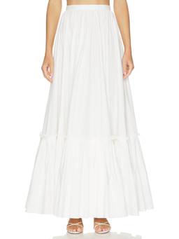 V. Chapman - Kristopher Brock Women's Tiered Poplin Maxi Skirt White