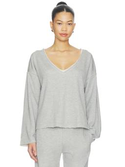 VIR VITA - Brigitte Women's V-Neck Drop Shoulder Sweatshirt Grey