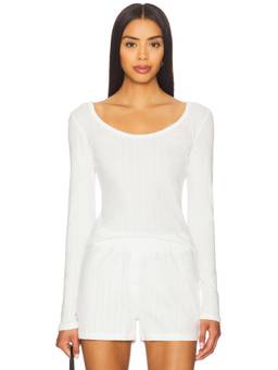 VIR VITA - Florence Women's Pointelle Boat Neck Top Mauve
