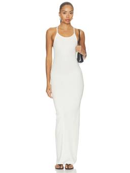 WAO - Tank Women's Ribbed Jersey Bodycon Maxi Dress White