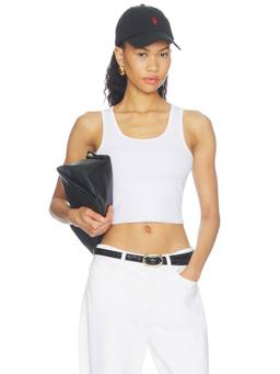 WAO - Cropped Rib Women's Sleeveless Tank Top White