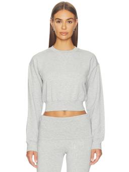 WellBeing + BeingWell - Tansy Women's Cotton-Modal Jersey Crop Pullover Grey