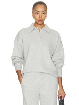 WellBeing + BeingWell - Caspian Women's Fleece Lined Collared Polo Top Grey