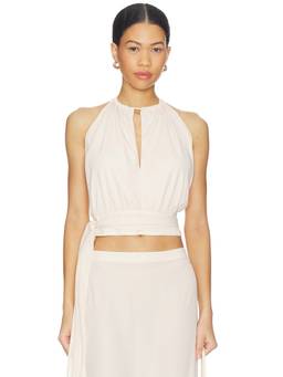 With Harper Lu - Women's Sequin Backless Tie-Up Crop Top Green