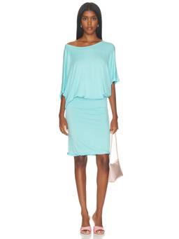 With Jean - Women's Off-Shoulder Dolman Sleeve Jersey Midi Dress Aqua