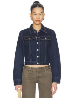 With Jean - Cropped Women's Button Front Denim Jacket Blue