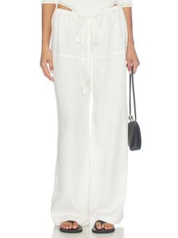 With Jean - Norah Women's Drawstring Wide-Leg Palazzo Pants White