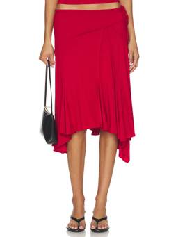With Jean - x REVOLVE Women's Asymmetrical Drawstring Midi Skirt Red