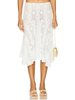 With Jean - Women's Button-Embellished Pull-On Jersey Midi Skirt White