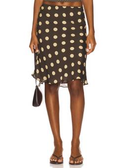 With Jean - Penny Women's Polka Dot Pull-On Midi Skirt Maroon