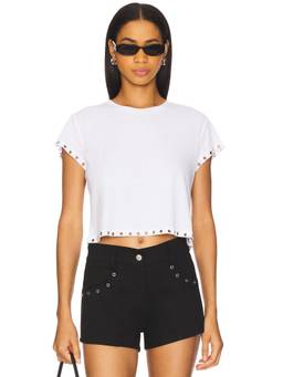 With Jean - Lana Women's V-Neck Quarter Sleeve Crop Top White
