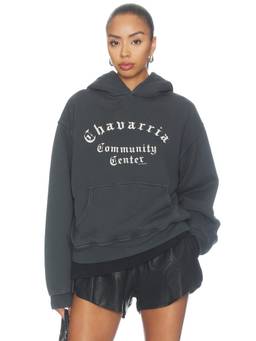 Willy Chavarria - Community Center Women's Logo Drop-Shoulder Hoodie Charcoal