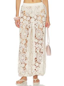 WeWoreWhat - Pull-On Women's Sheer Macrame Balloon Palazzo Pants Off White