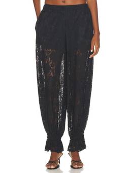 WeWoreWhat - Balloon Lace Women's Elastic Waist Wide-Leg Palazzo Pants Black