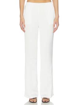 WeWoreWhat - Silky Women's Elastic Waist Wide Leg Palazzo Pants White