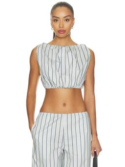 WeWoreWhat - Bubble Women's Ruched Sleeveless Crop Tank Top White