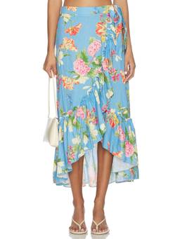 Yumi Kim - Novella Women's Floral Wrap Midi Skirt Blue