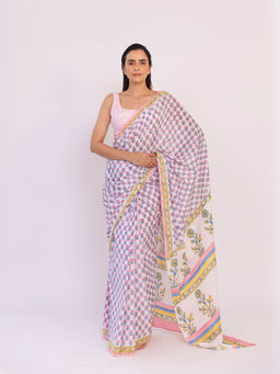SHAAKHA - Multi-Color Floral Saree with Unstitched Blouse
