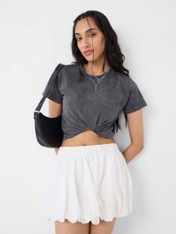 The Souled Store - Originals Solids: Charcoal Grey Women T-Shirt